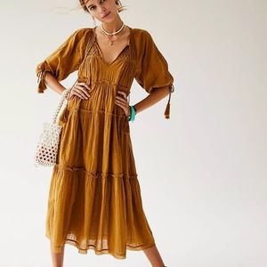 Free People Celestial Skies Mini Dress (XS -gold)